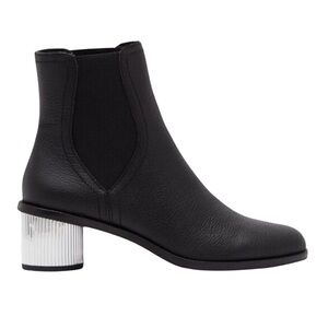 Rebecca Minkoff Black Leather Ankle Boots with Metallic Heel